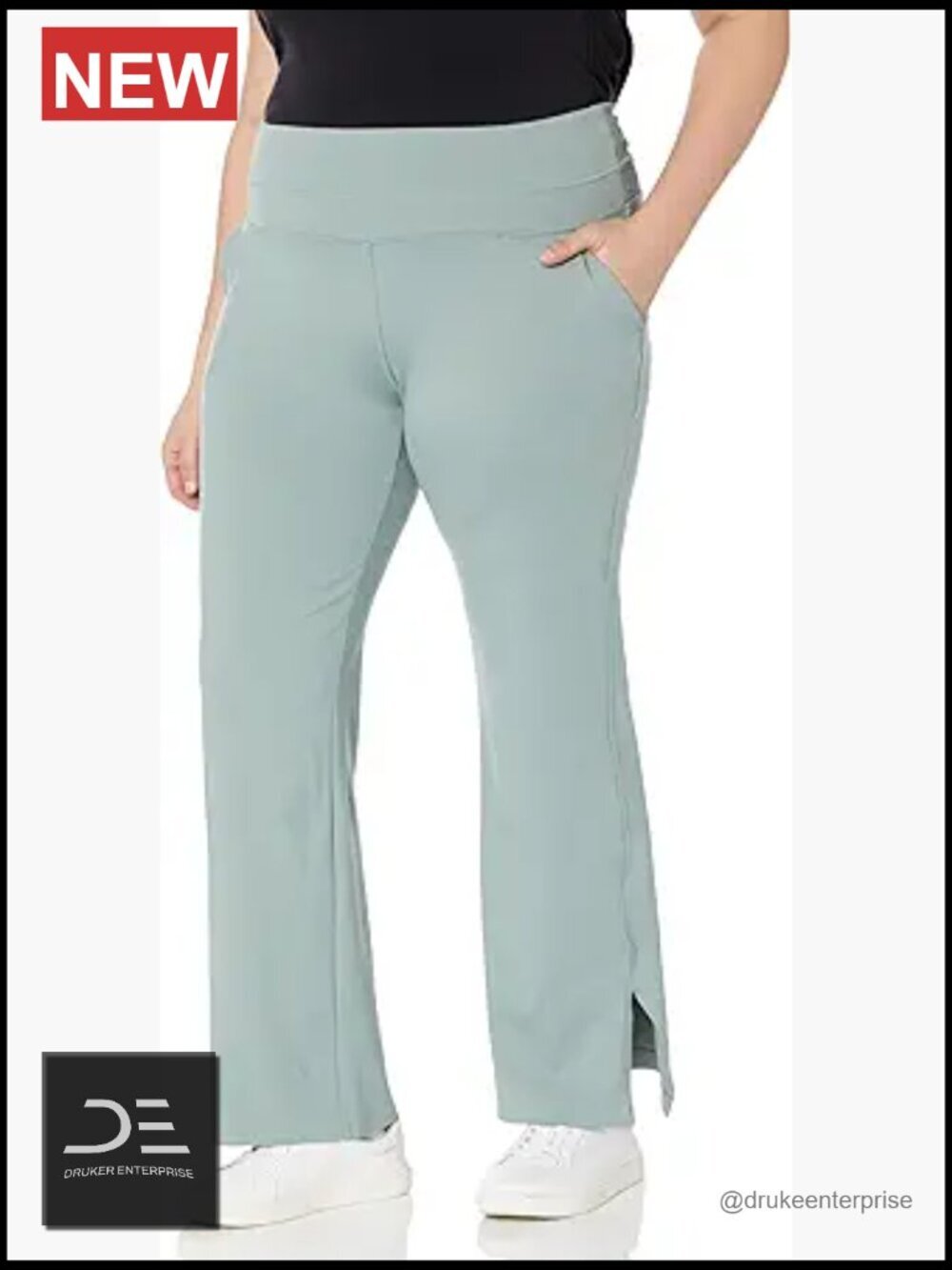 Relaxed Fit High Waist Flare Leg Yoga Pants with Pockets 4-Way Stretch